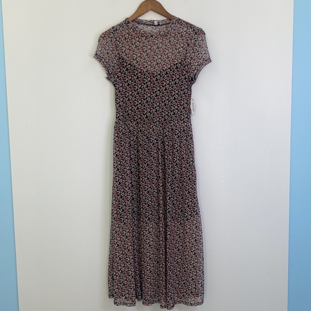 AUW - NWT Floral Black And Pink Lined Maxi Dress Size L - Picture 8 of 14